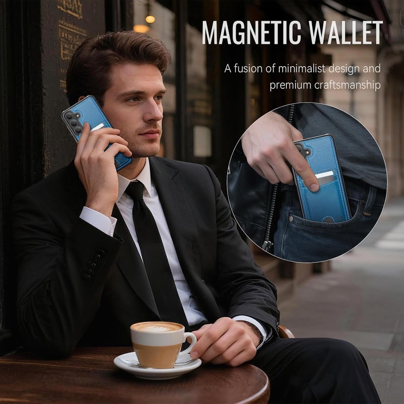Usroom for Samsung Galaxy S25 Case Wallet Compatible with Magsafe, RFID Blocking Magnetic Card Holder 2 in 1 Detachable Kickstand Shockproof Phone Case for Galaxy S25 6.2" Blue - Image 5